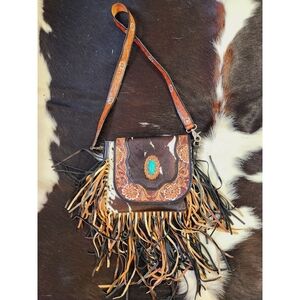 Cowhide Leather Fringe Bag